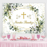 Blatt Mit Taube Kreuzen Mi Taufe Taufe Hintergrund